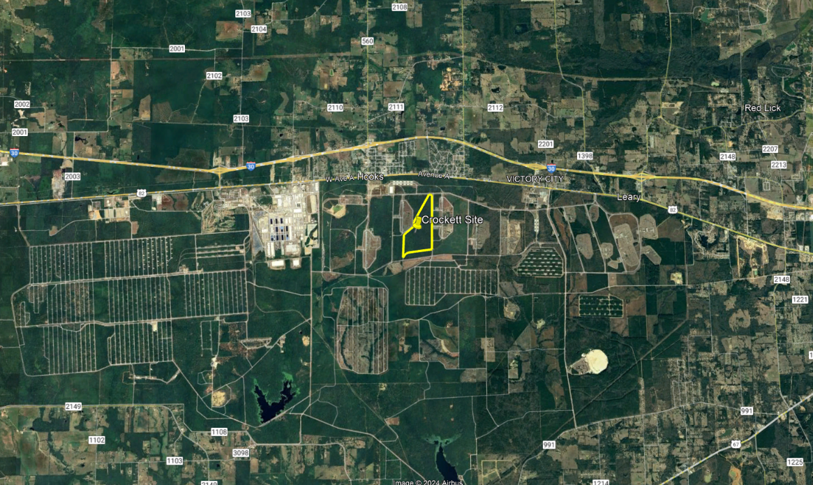 Crockett Site — regional aerial along the I-30 corridor