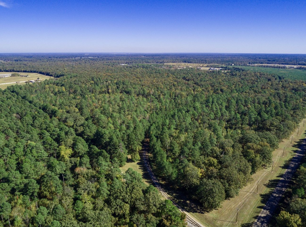 Crockett Site — aerial view toward the rail corridor