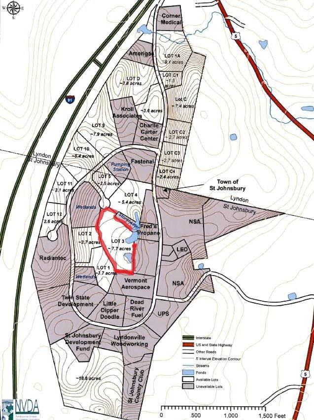 St. Johnsbury/Lyndon Industrial Park — Lot 3 (7.7 acres) outlined in red