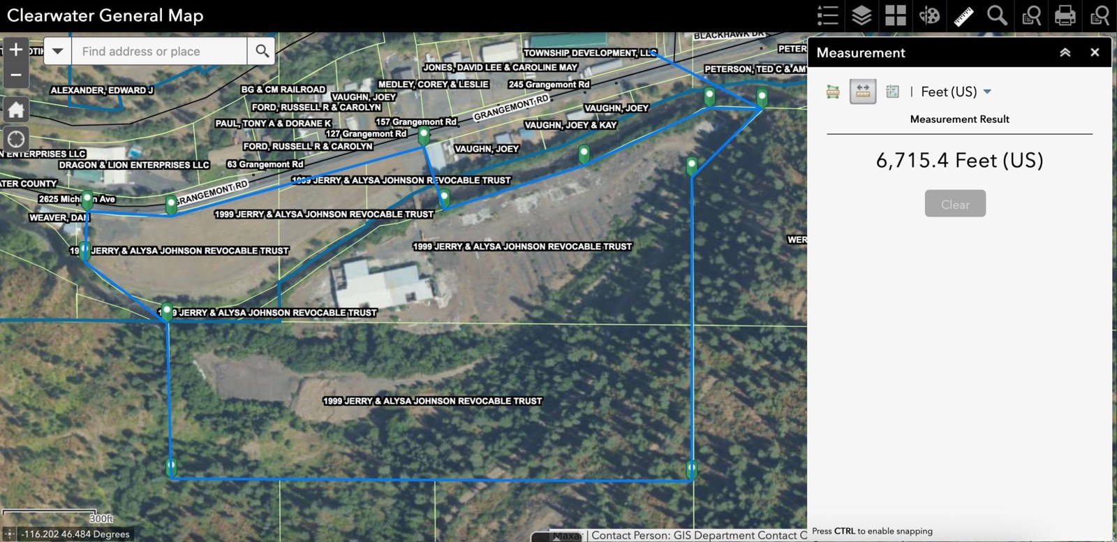 Orofino Site, 84 Grangemont Rd. — 42-acre parcel boundary