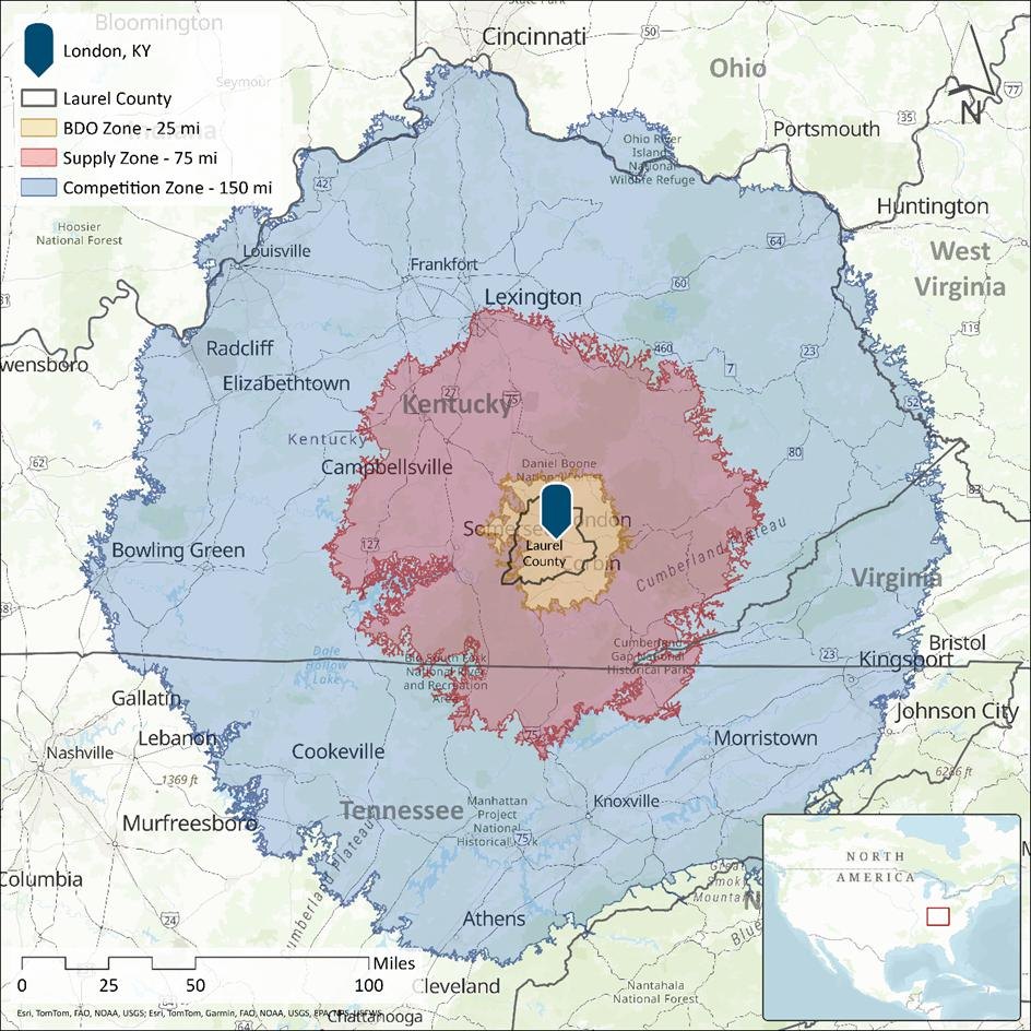 Laurel County BDO Zone, Supply Zone, and Competition Zone
