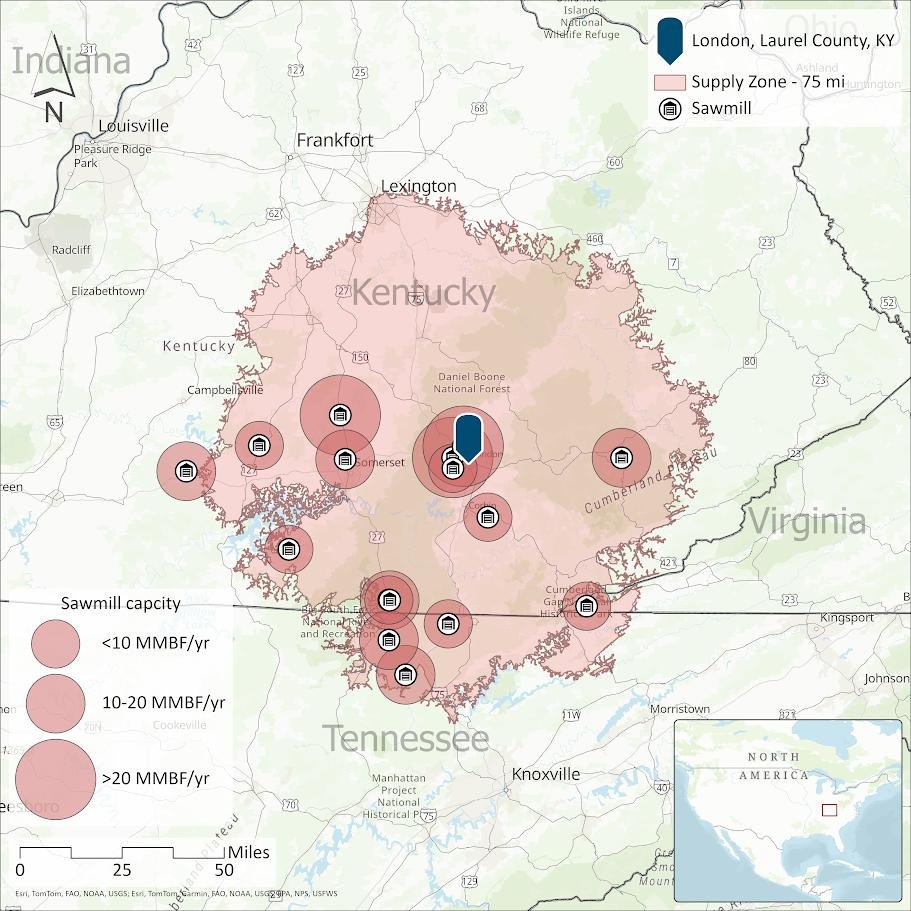 Sawmill capacity across the Supply Zone