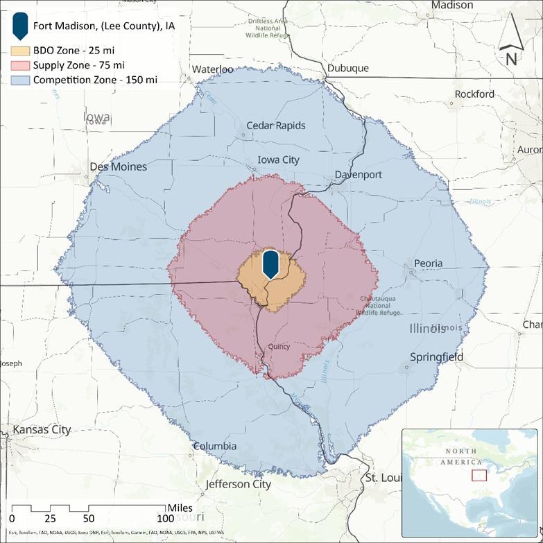 BDO Zone and Competition Zone with Fort Madison as the center point