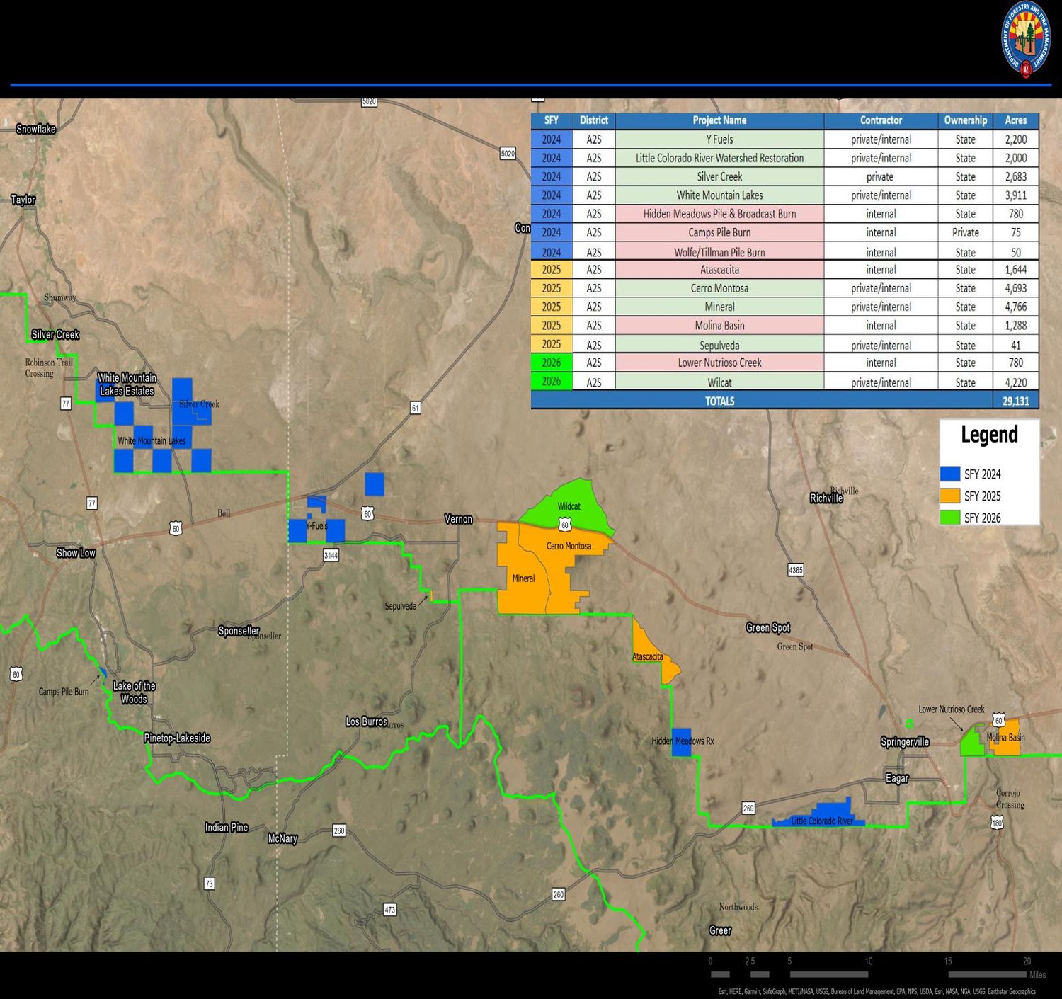 State Trust Land pinyon-juniper projects around Springerville