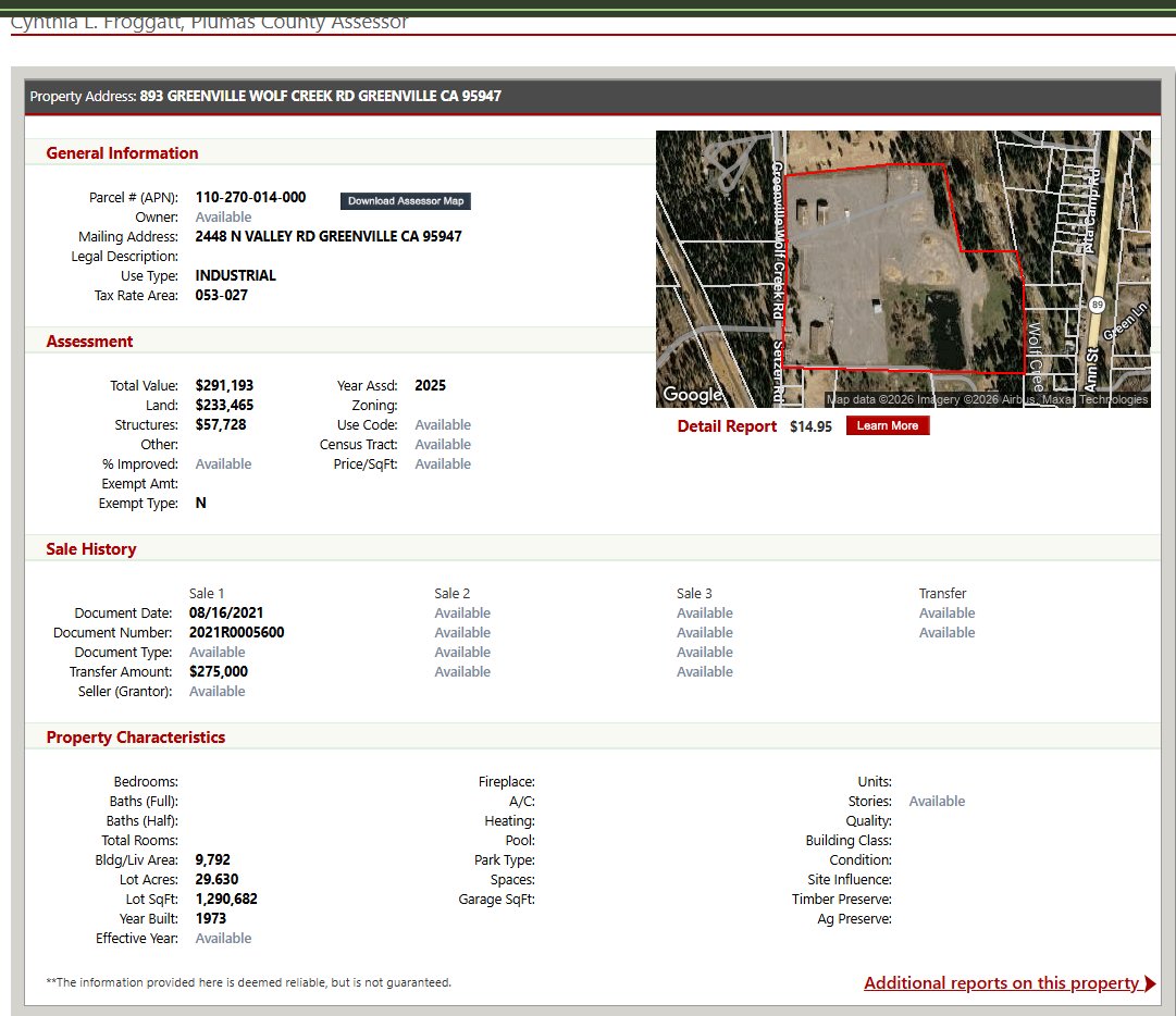 893 Wolf Creek Road — property record