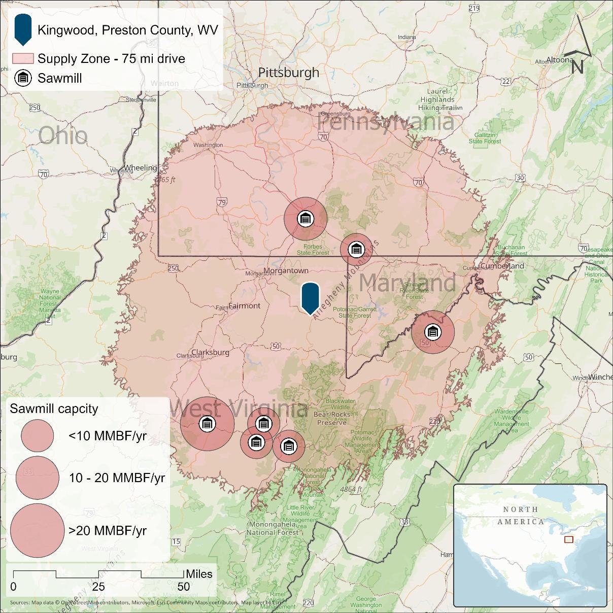 Operational sawmilling facilities in the Supply Zone