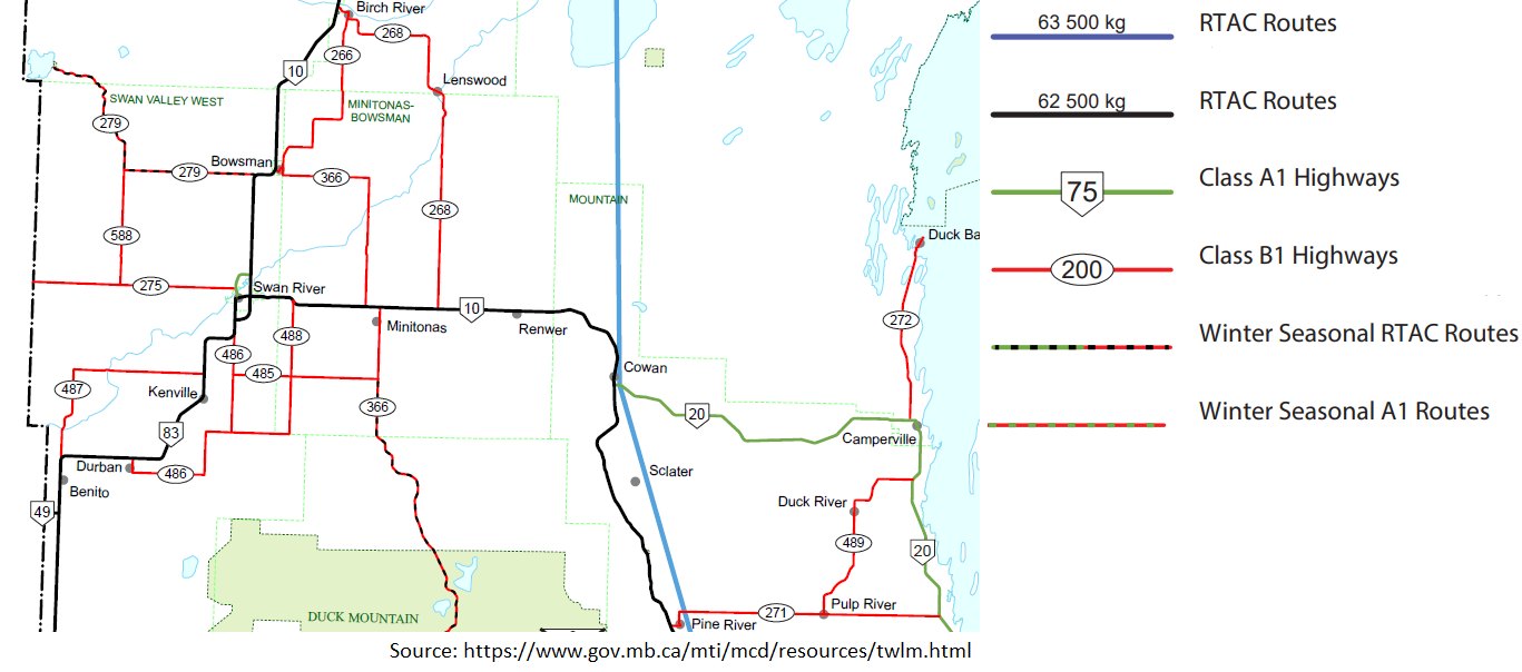Distribution of RTAC-, A1- and B1-designated roads in Swan Valley